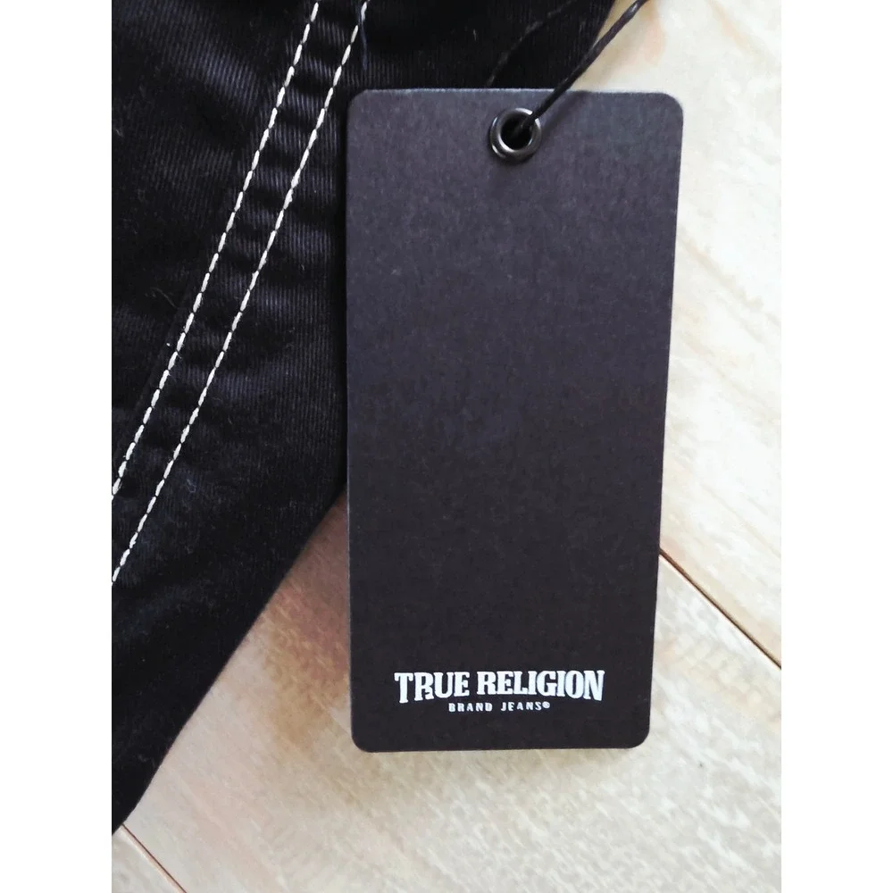 True Religion 36x32 Mens Jet Black Cargo‎ Pants Style 108335 Stitch NWT $159